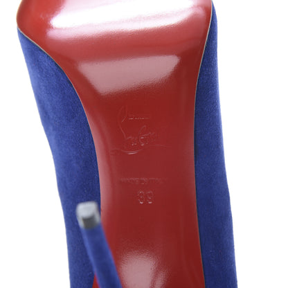 Christian Louboutin Veau Velours Pigalle Follies 100 Pumps 39 Metal Blue 7 of 10