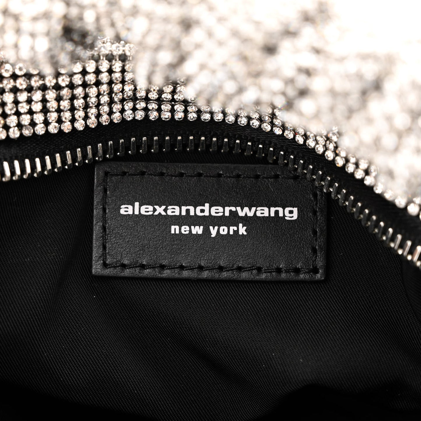 Mesh Crystal Rhinestone Mini Scrunchie Clutch Black Silver