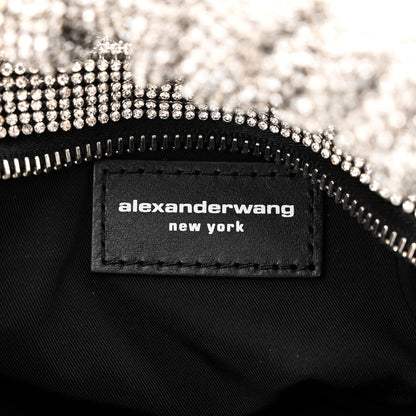Alexander Wang Mesh Crystal Rhinestone Mini Scrunchie Clutch Black Silver 7 of 12
