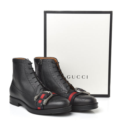 Gucci Pebbled Calfskin Dionysus Web Mens Martins Boots 9 Black 8 of 8