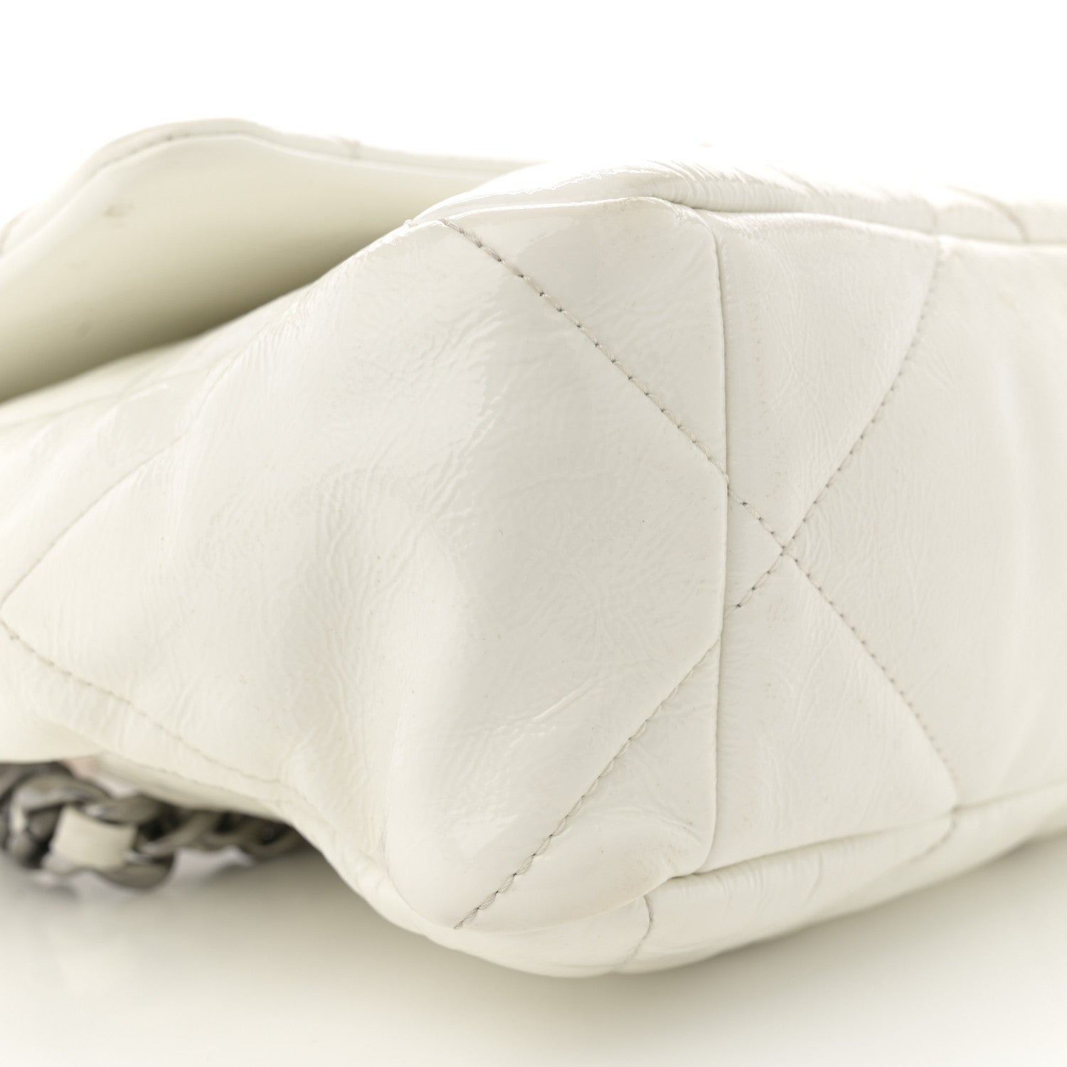 Chanel Shiny Crumpled Calfskin Quilted Large Chanel 19 Flap White 9 of 16