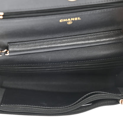 Chanel Patent Quilted Wallet On Chain WOC Black 5 of 12