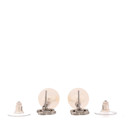 Chanel Crystal Pearl CC Drop Earrings Silver Pearly White 3 of 5