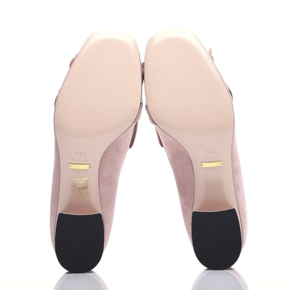 Gucci Kid Scamosciato GG Marmont Fringe 50mm Loafer Pumps 38.5 Crystal Pink 6 of 12