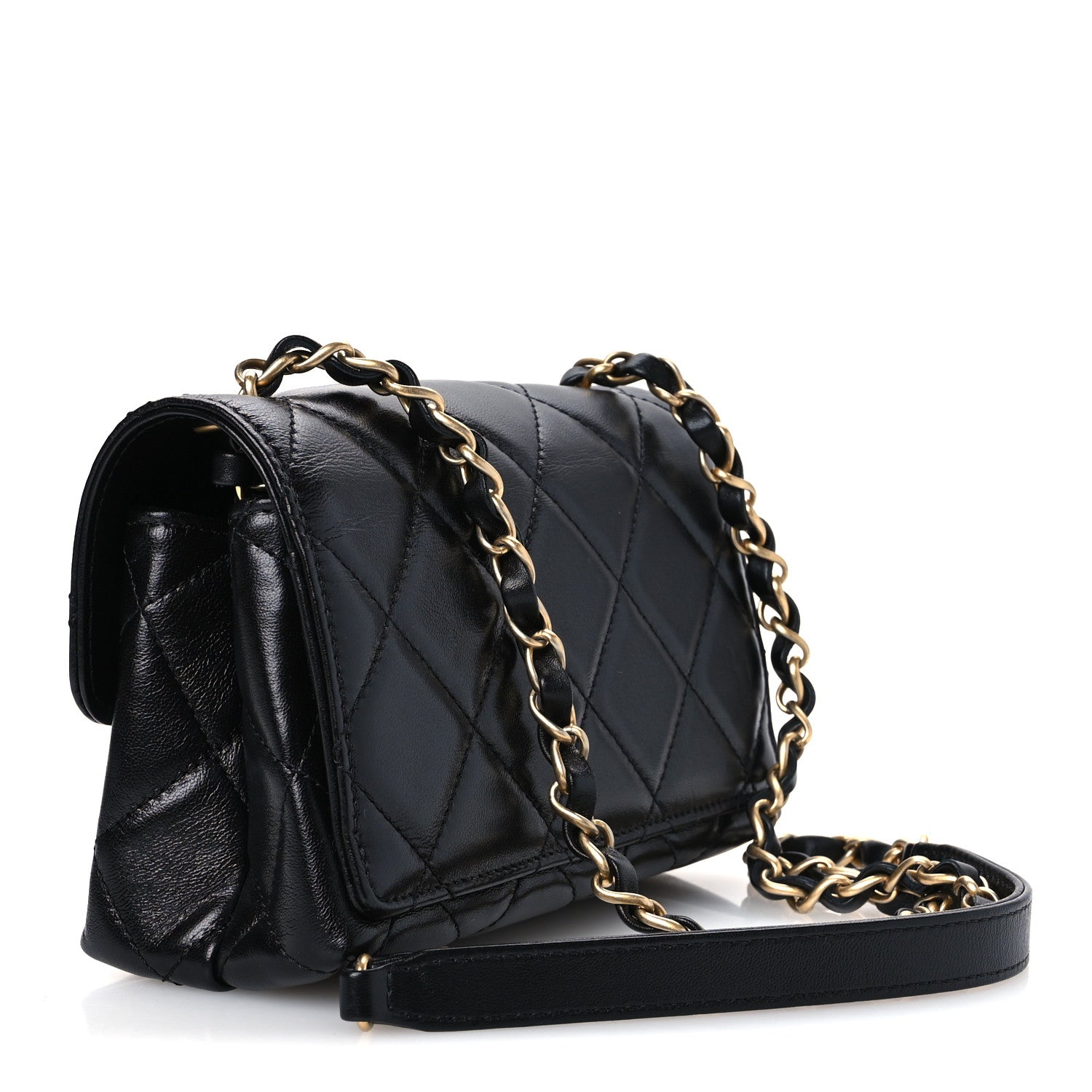 Chanel Lambskin Quilted Diamond Lock Flap Black 3 of 10