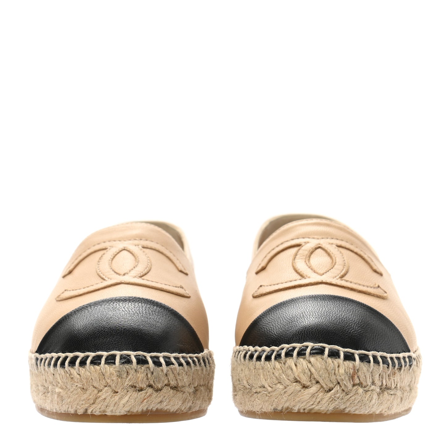 Lambskin CC Espadrilles 36 Beige Black