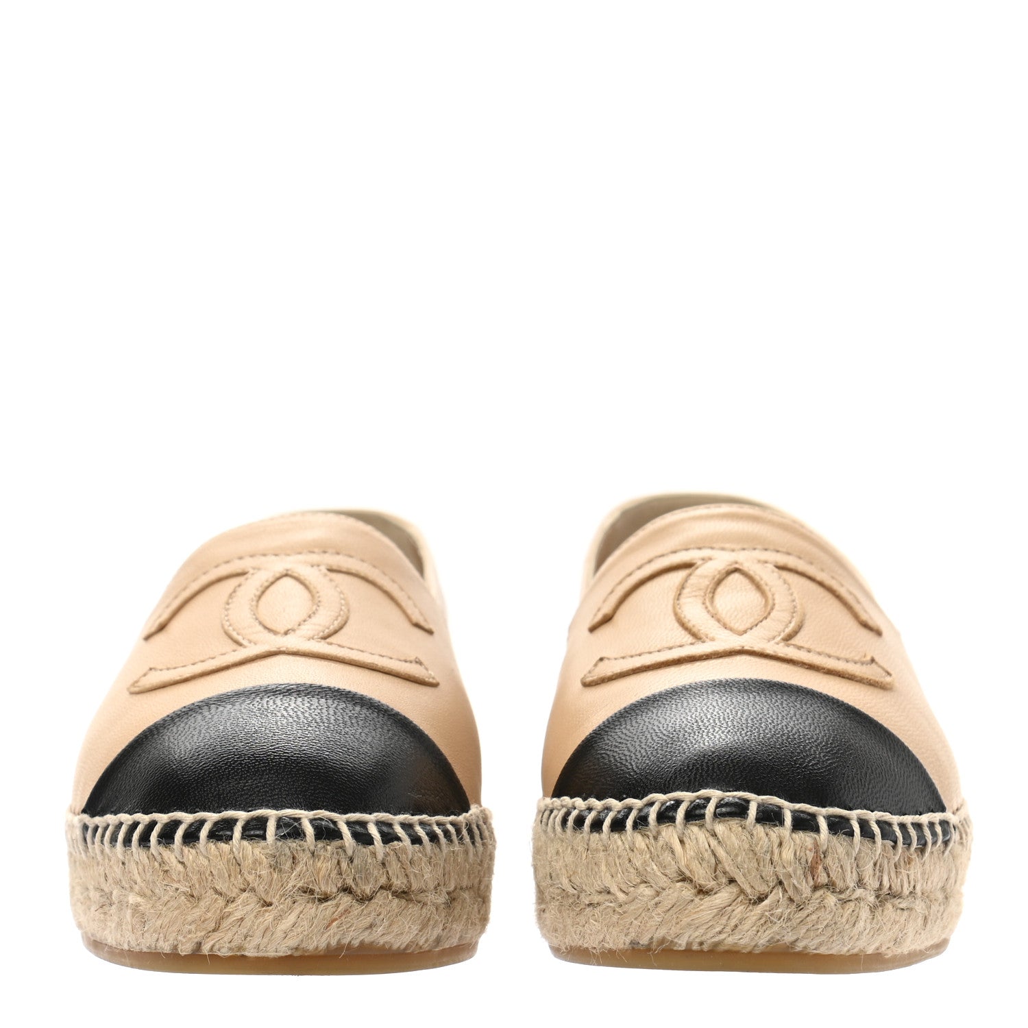 Chanel Lambskin CC Espadrilles 36 Beige Black 2 of 9