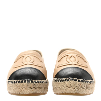 Chanel Lambskin CC Espadrilles 36 Beige Black 2 of 9