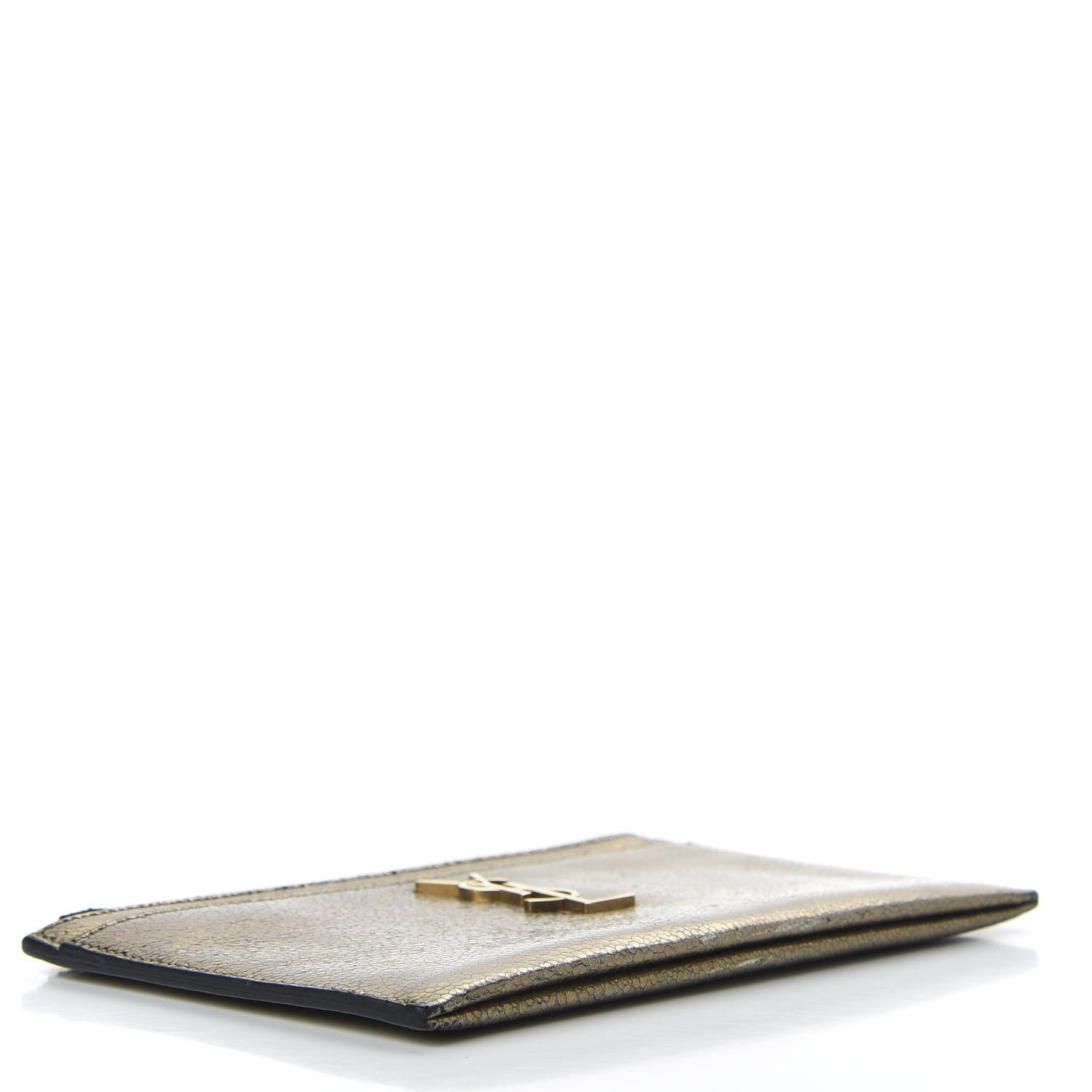 Saint Laurent Metallic Grain De Poudre Monogram Bill Pouch Gold 4 of 8