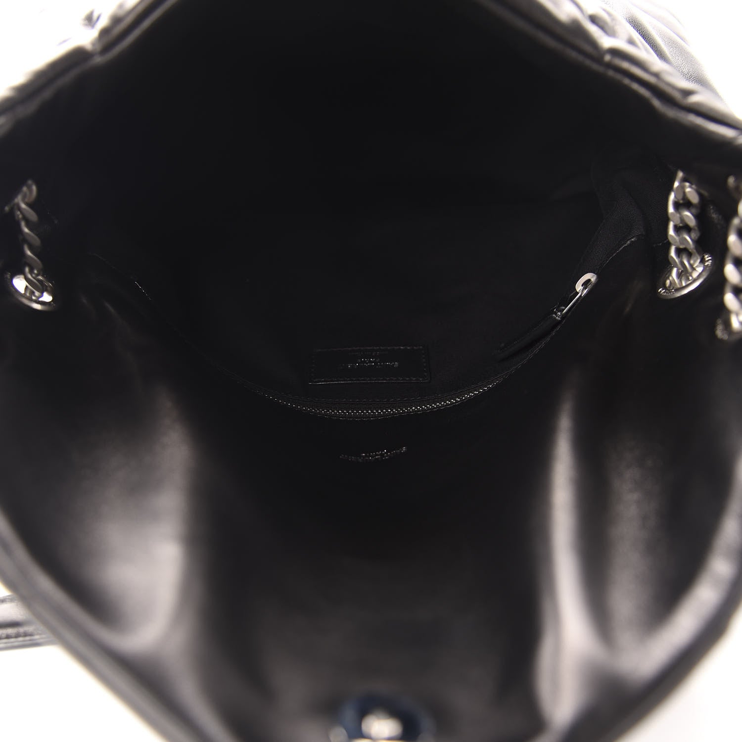 Saint Laurent Lambskin Quilted Medium Loulou Puffer Monogram Chain Satchel Black 5 of 11
