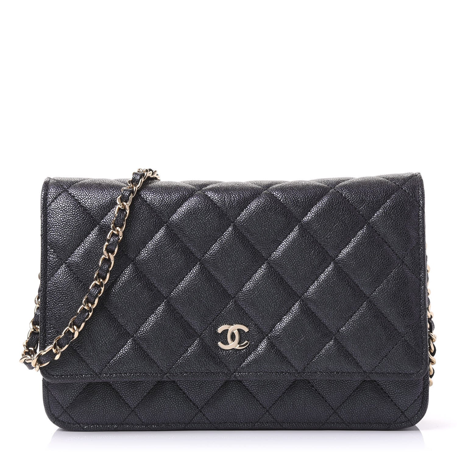 Chanel Iridescent Caviar Quilted Wallet On Chain WOC Black 1 of 11