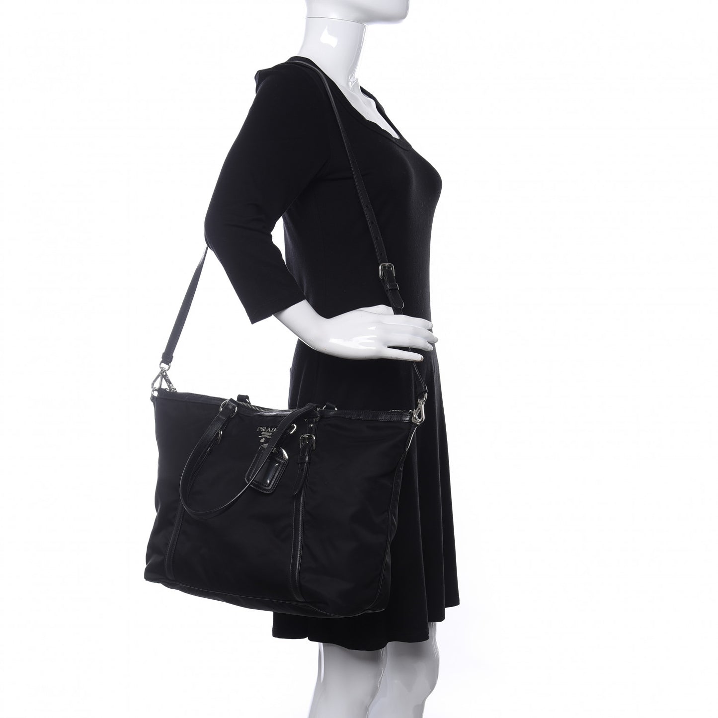 Tessuto Nylon Soft Calf Tote Black