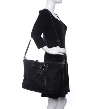 Prada Tessuto Nylon Soft Calf Tote Black 2 of 13