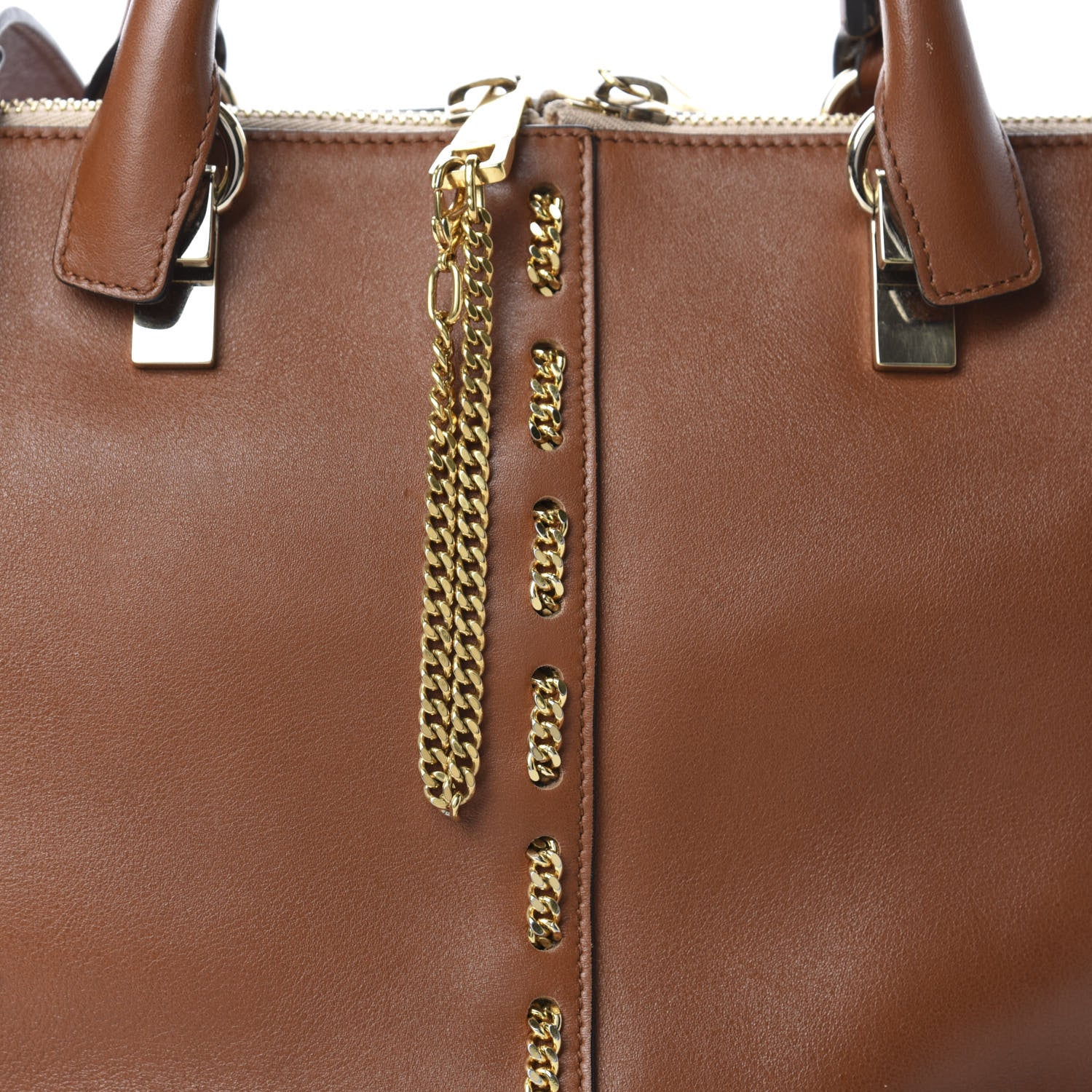 Chloe Smooth Calfskin Medium Baylee Chain Tote Tobacco 12 of 12