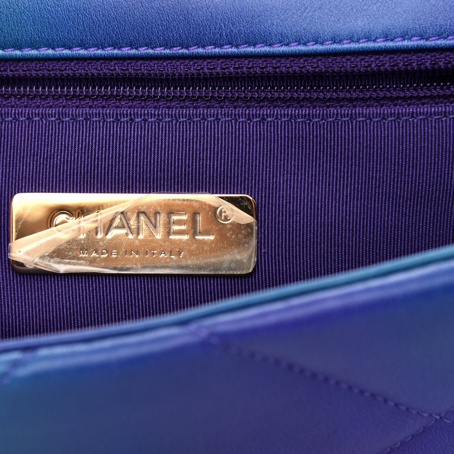 Chanel Tie Dye Calfskin Quilted Medium Chanel 19 Flap Blue Purple 6 of 10