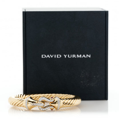 David Yurman 18K Yellow Gold Diamond Ruby 9mm Cable Buckle Bracelet 6 of 6