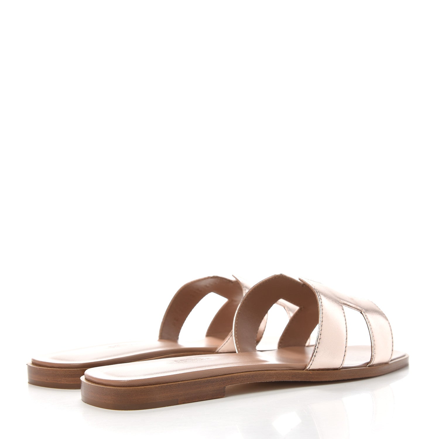 Hermes Metallic Calfskin Oran Sandals 38 Rose Dore 4 of 11