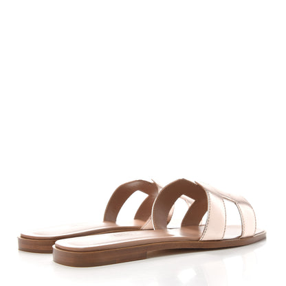 Hermes Metallic Calfskin Oran Sandals 38 Rose Dore 4 of 11