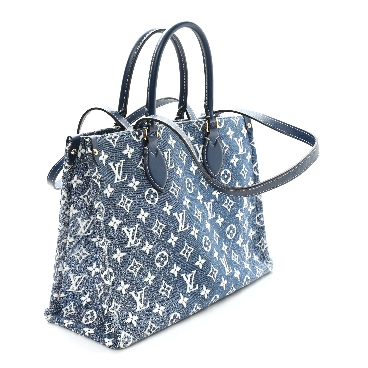 Louis Vuitton Monogram Jacquard Denim Onthego MM Bleu 3 of 9