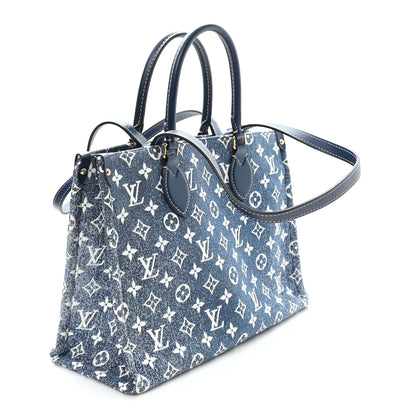 Louis Vuitton Monogram Jacquard Denim Onthego MM Bleu 3 of 9