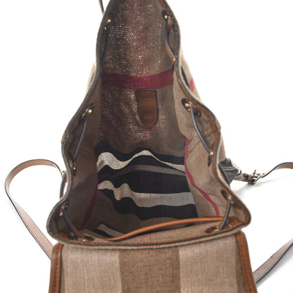Burberry Overdyed Canvas Mega Check Medium Chiltern Backpack Tan 5 of 13