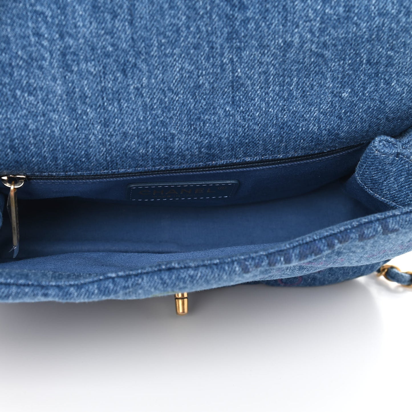 Denim Quilted Mini Denim Mood Rectangular Flap Blue Multicolor