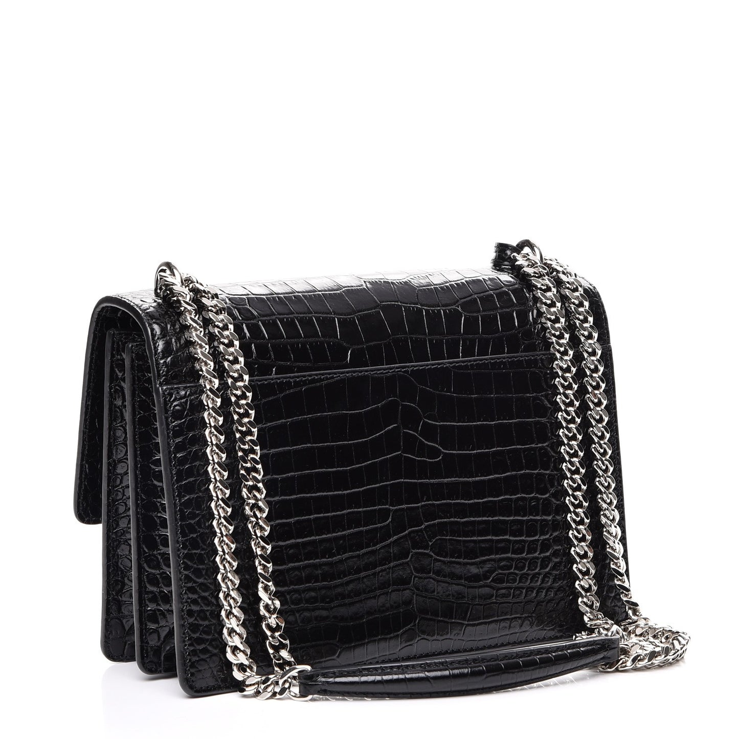 Calfskin Crocodile Embossed Medium Monogram Sunset Black
