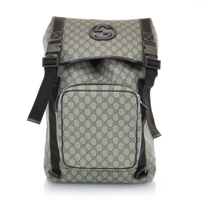Gucci GG Supreme Monogram Interlocking G Double Buckle Backpack 1 of 9