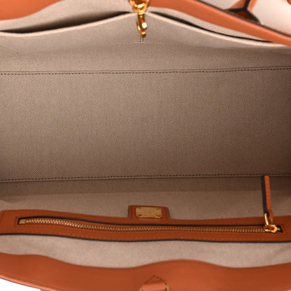 MCM Calfskin Linen Large Munchen Tote Cognac 5 of 15