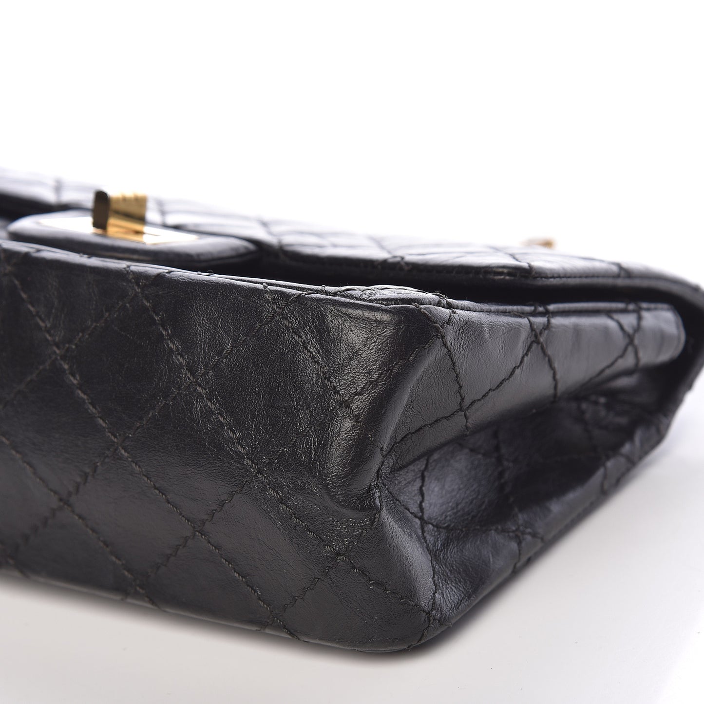 Aged Calfskin Quilted 2.55 Reissue Mini Flap Black