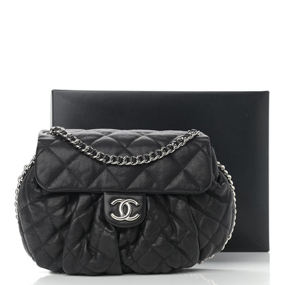 Chanel Washed Lambskin Quilted Medium Chain Around Messenger Black 13 of 13