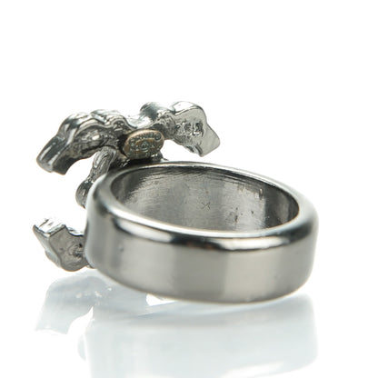 Chanel Ruthenium Crystal CC Logo Ring 7 2 of 5