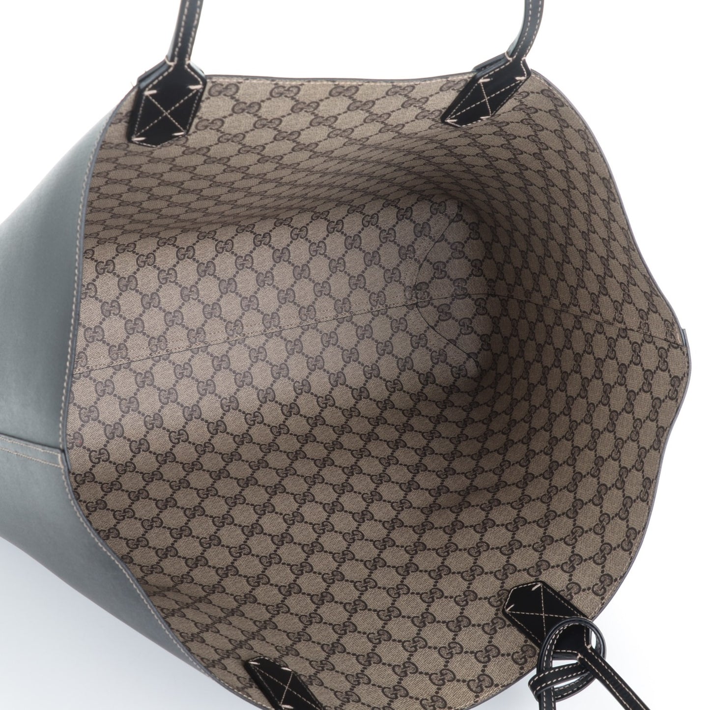 GG Supreme Monogram Large Reversible Tote Beige Black