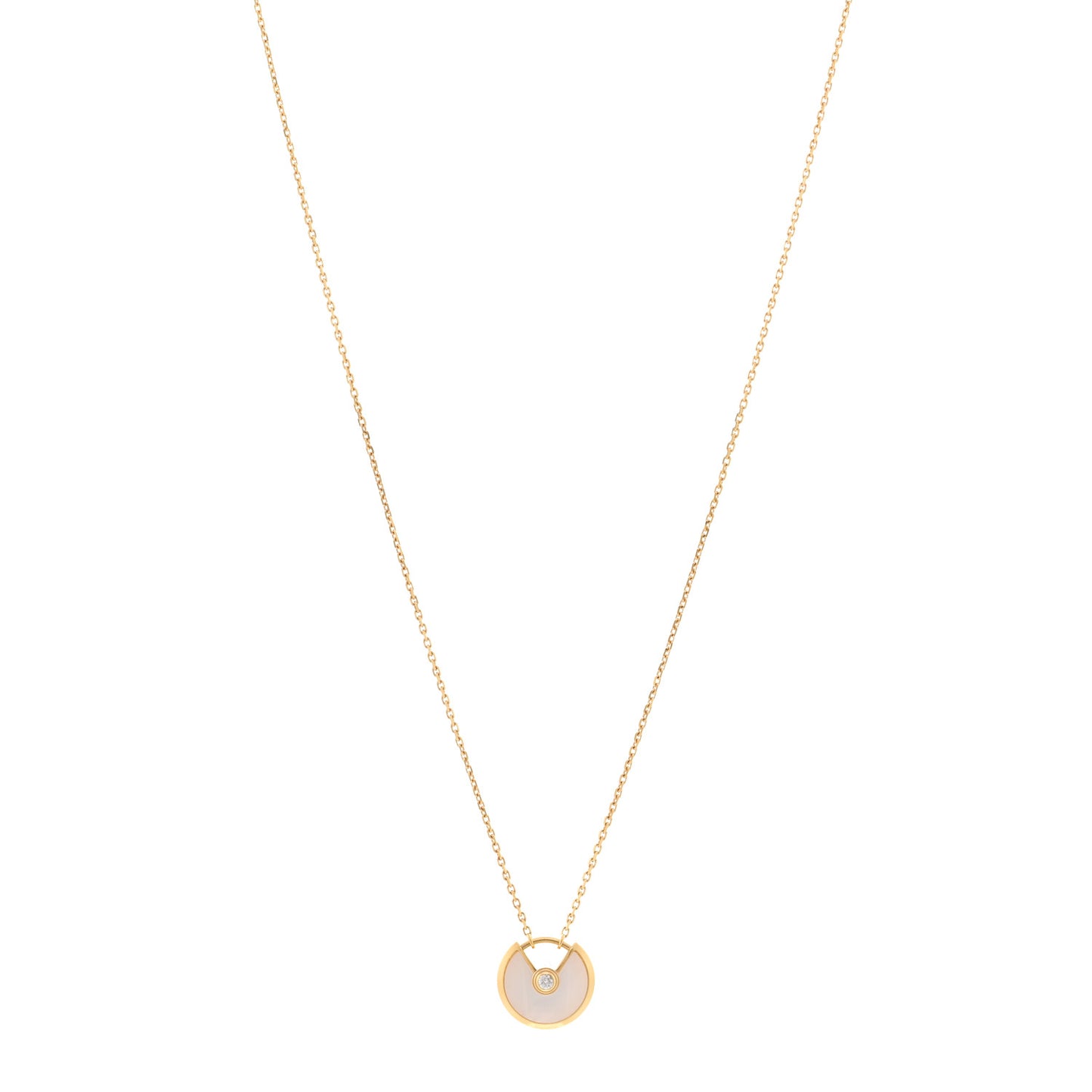 18K Yellow Gold Diamond Mother of Pearl XS Amulette de Cartier Pendant Necklace