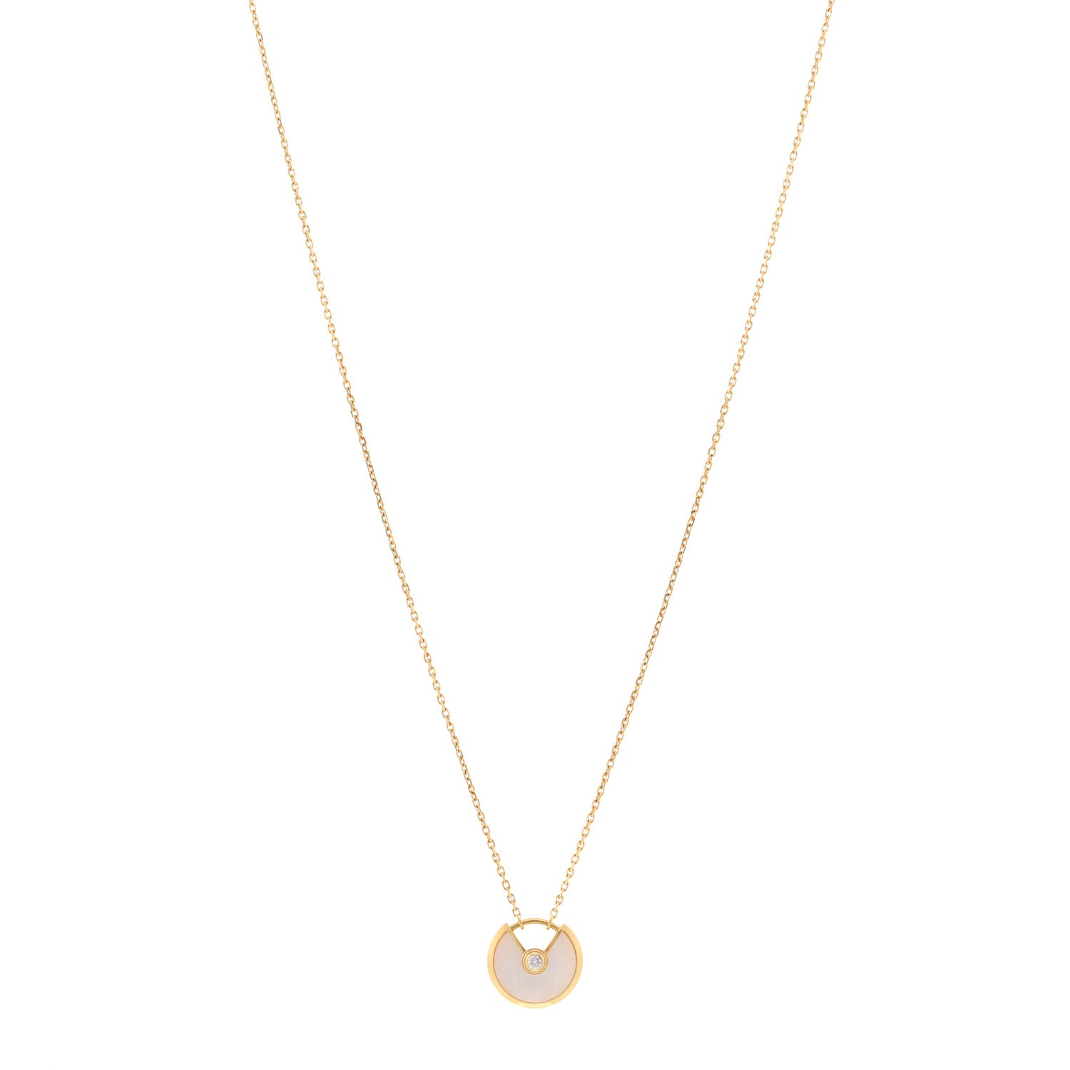 Cartier 18K Yellow Gold Diamond Mother of Pearl XS Amulette de Cartier Pendant Necklace 1 of 5