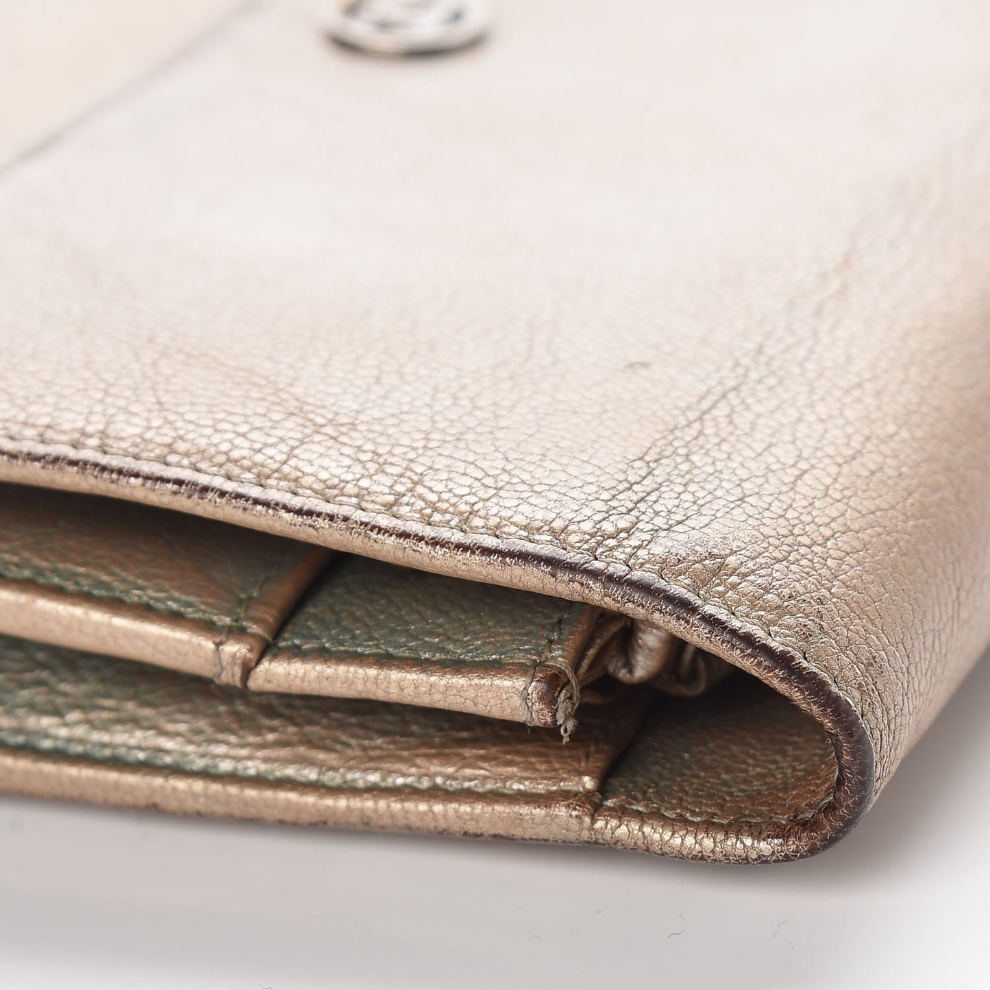Metallic Goatskin Wallet On Chain WOC Gold