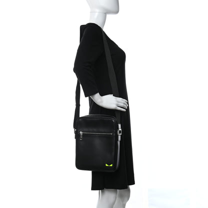 Fendi Vitello Grace Light I See You Eyes Messenger Bag Black Giallo Fluo 3 of 9
