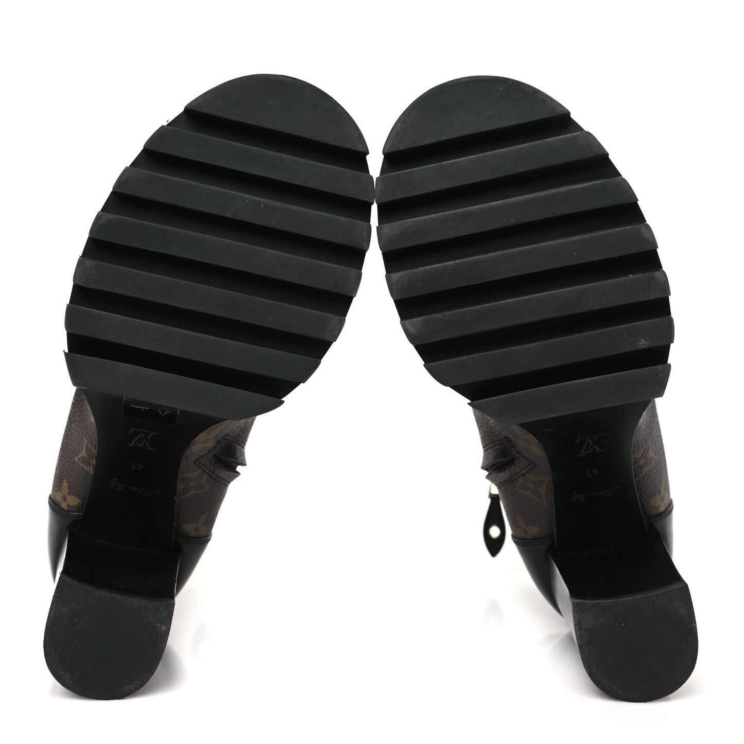 Patent Calfskin Monogram Star Trail Ankle Boots 41 Black