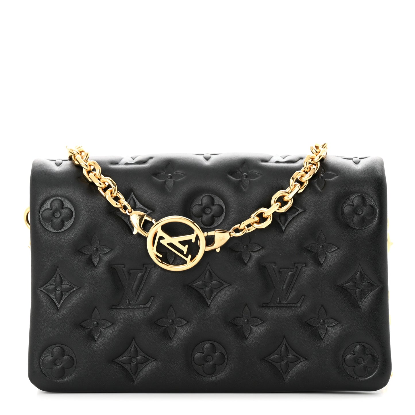 Lambskin Embossed Monogram Pochette Coussin Black