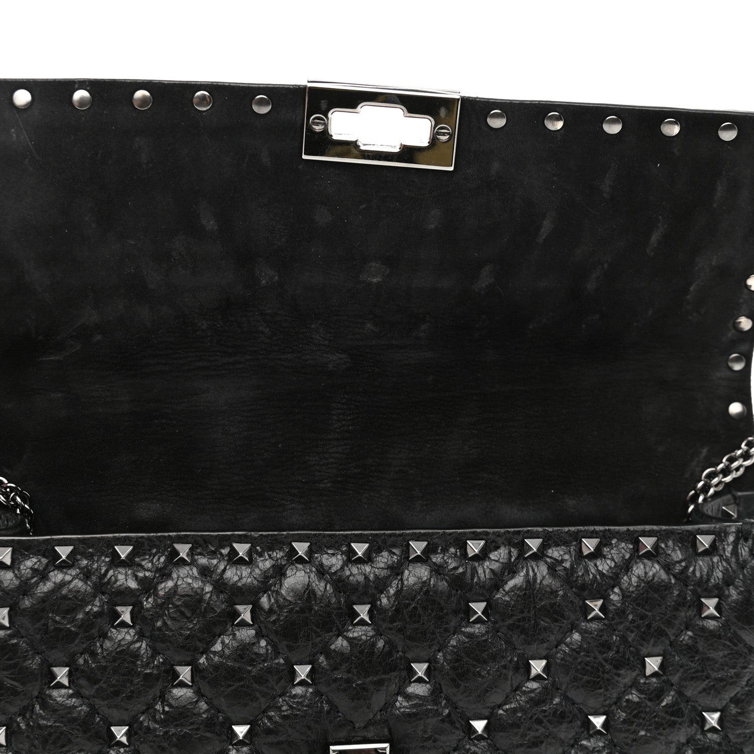Valentino Garavani Craquele Nappa Medium Rockstud Spike Shoulder Bag Black 12 of 12