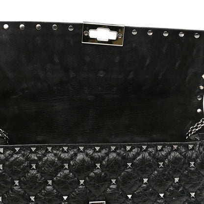 Valentino Garavani Craquele Nappa Medium Rockstud Spike Shoulder Bag Black 12 of 12