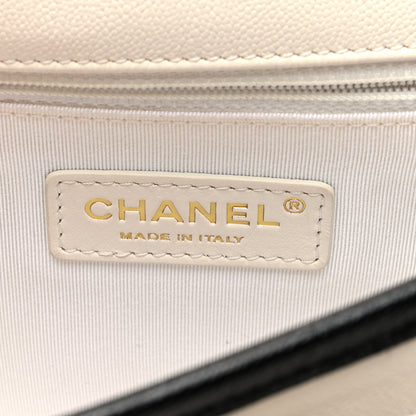Chanel Caviar Quilted Round Messenger Flap White Black 6 of 10