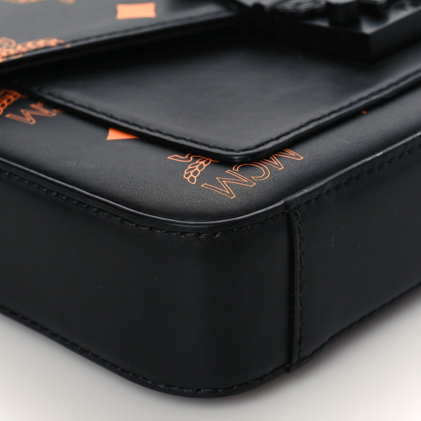 Calfskin Color Splash Logo Crossbody Small Black Orange