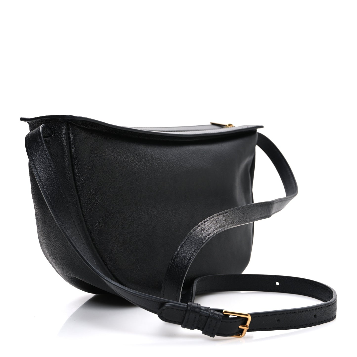 Soft Calfskin Moon Sling Bag Black