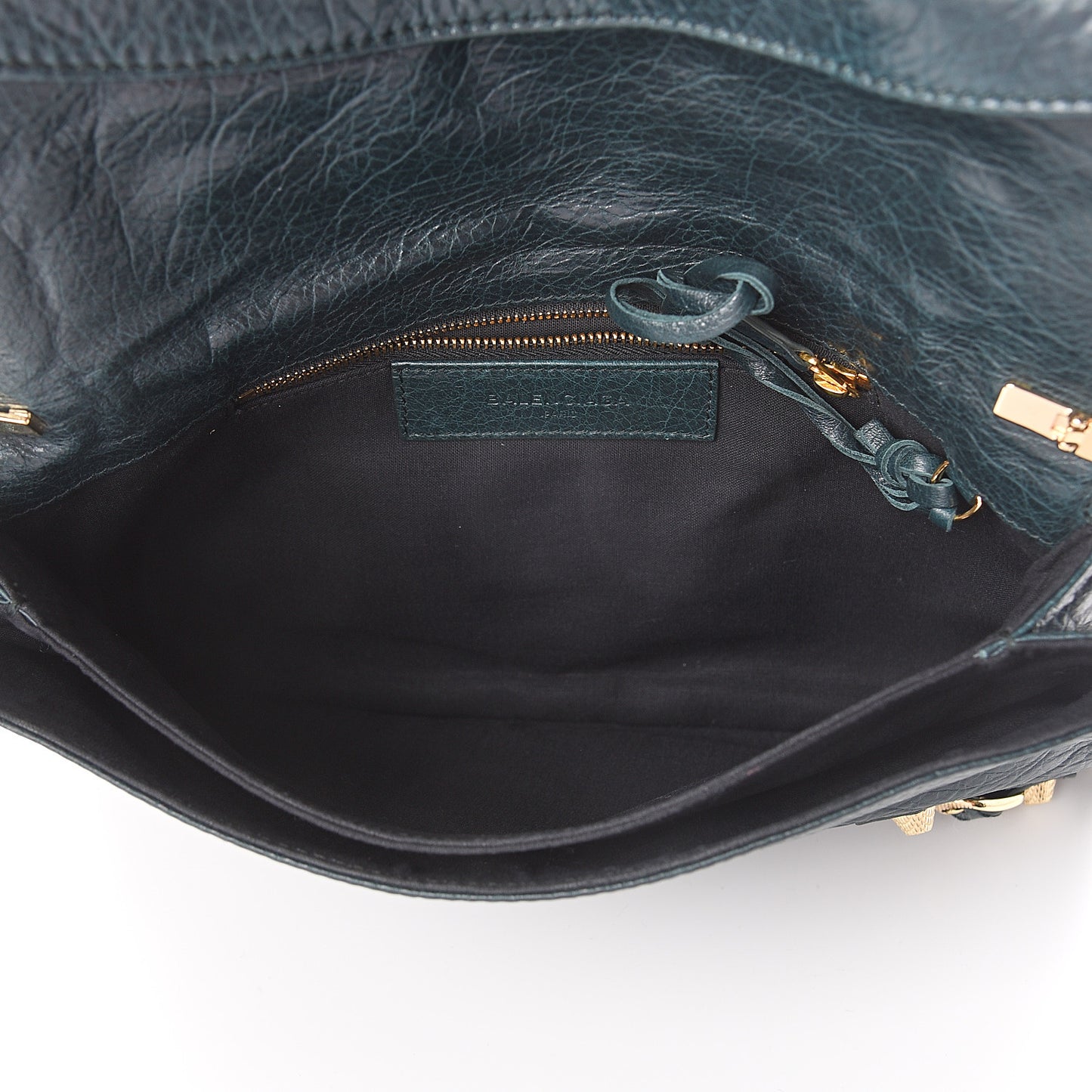 Agneau Giant 12 Gold Hardware Envelope Strap Clutch Vert Pinede