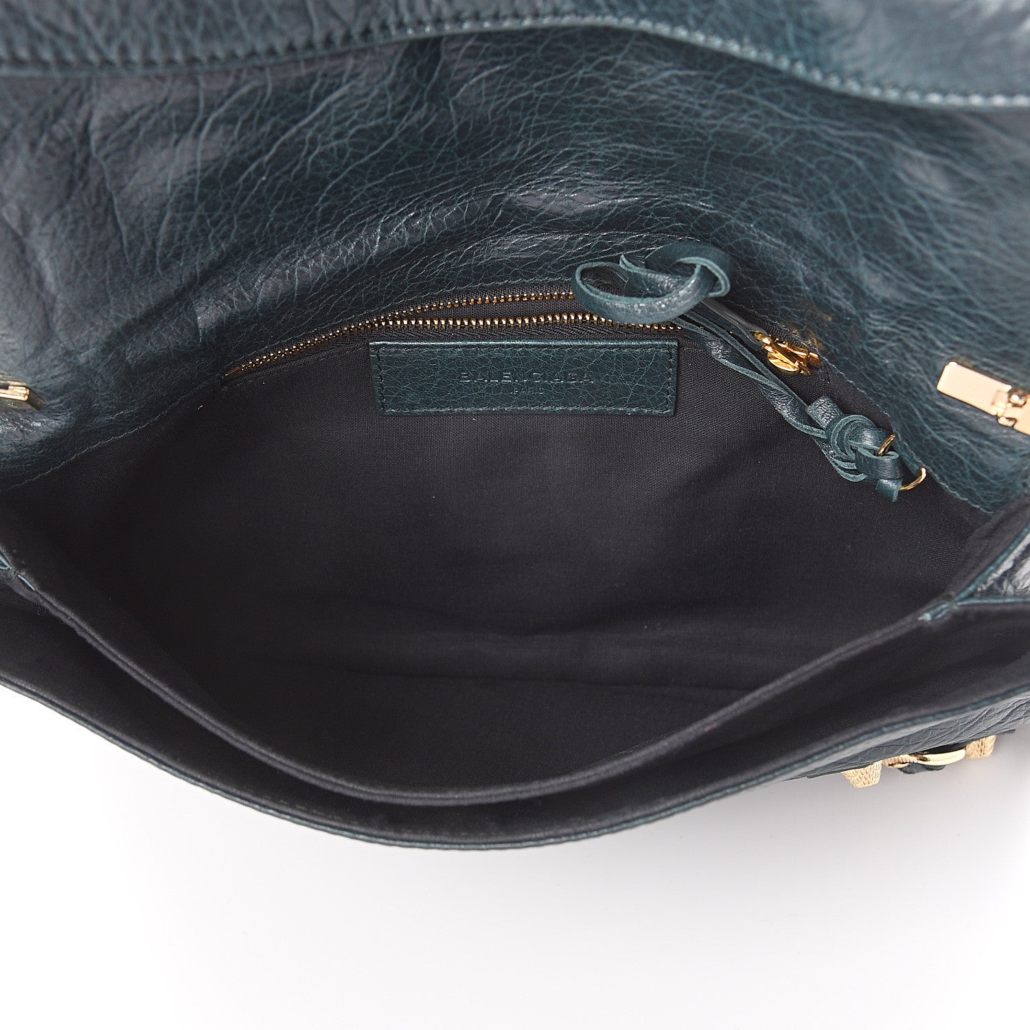 Balenciaga Agneau Giant 12 Gold Hardware Envelope Strap Clutch Vert Pinede 4 of 8