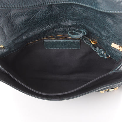 Balenciaga Agneau Giant 12 Gold Hardware Envelope Strap Clutch Vert Pinede 4 of 8