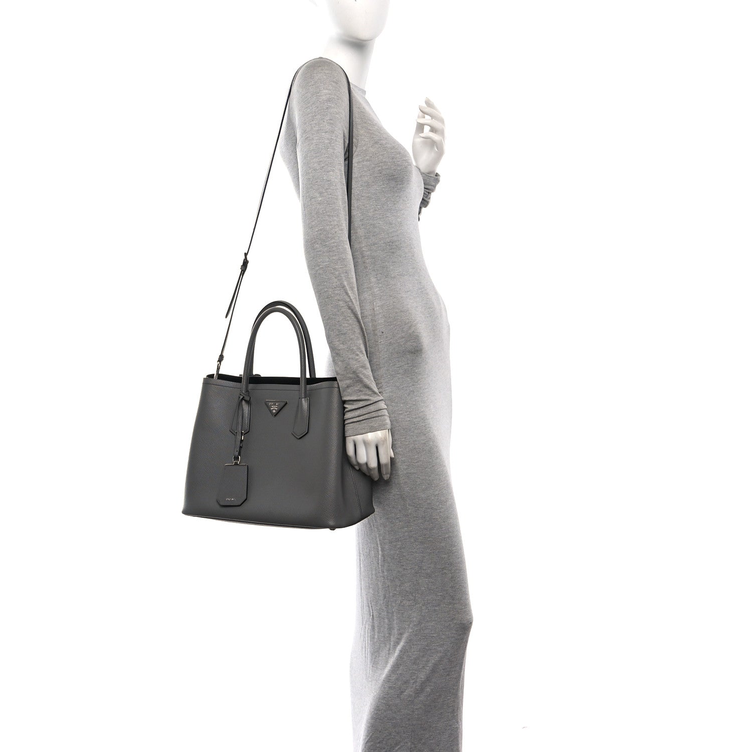 Prada Saffiano Cuir Small Double Bag Marmo 2 of 9