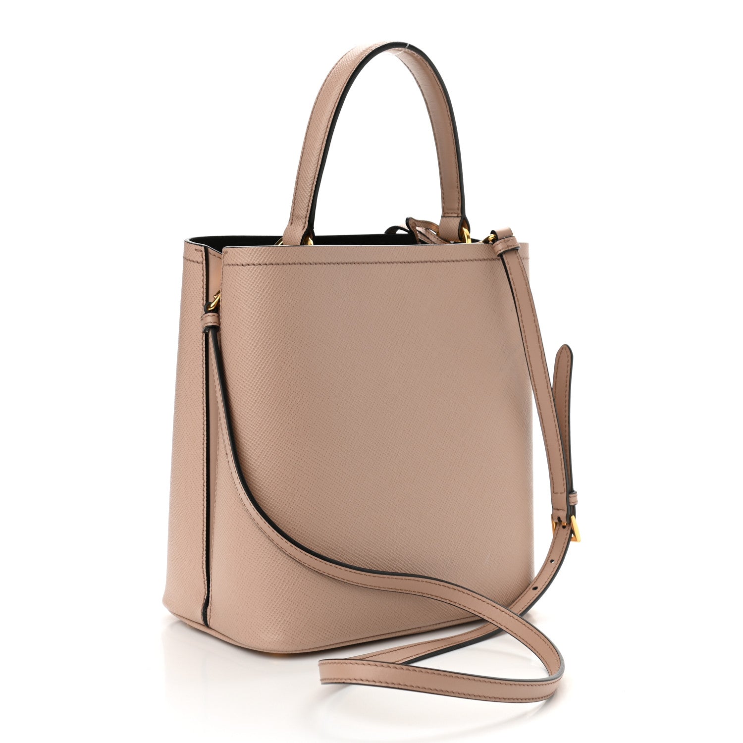 Prada Saffiano Cuir Medium Panier Bucket Bag Cipria Black 3 of 9
