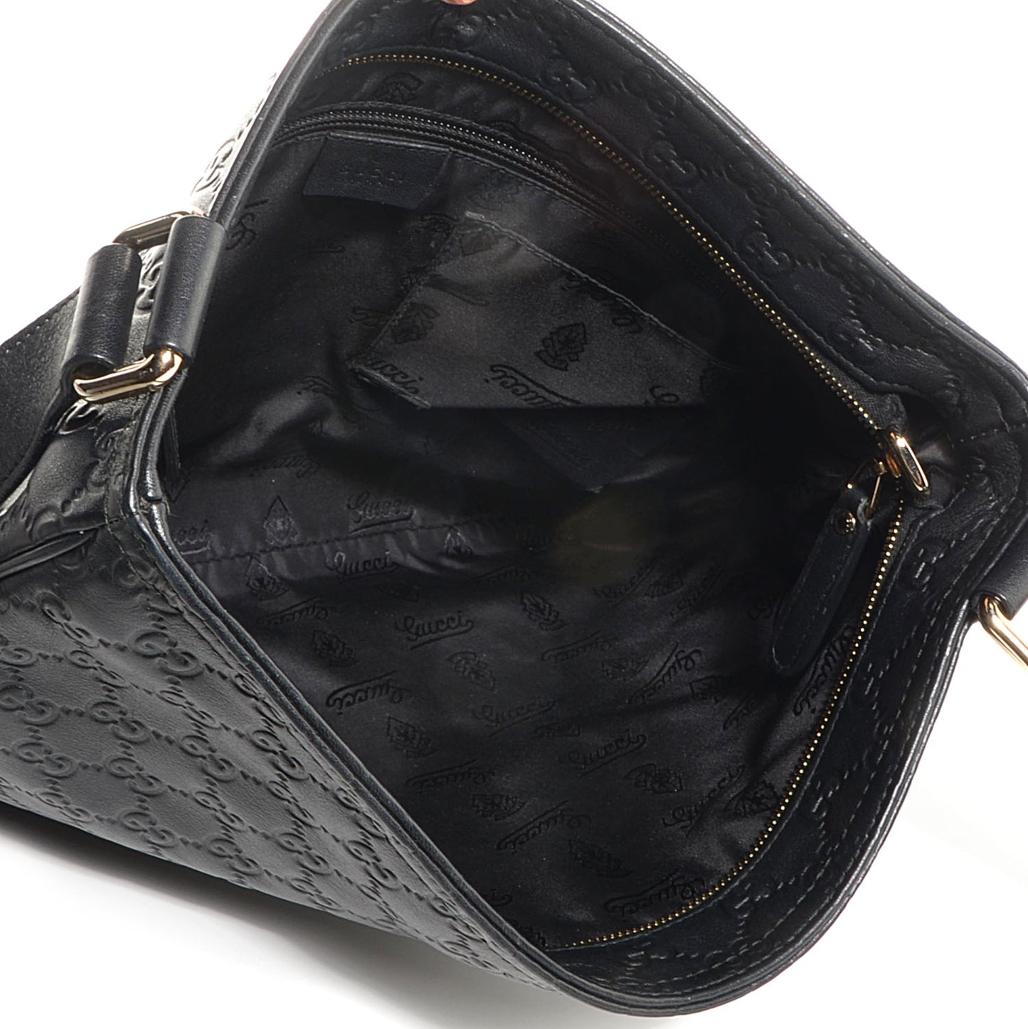 Guccissima Medium Flat Messenger Bag Black